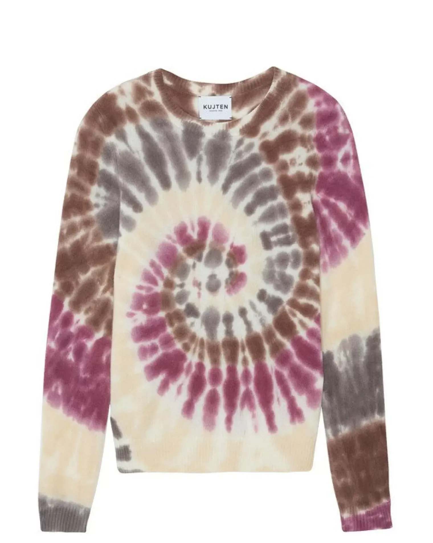 Kujten Sweaters & Sweatshirts>Tie & Dye Round Neck Cashmere Sweater Marron