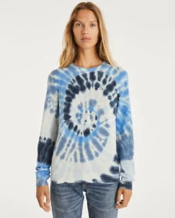 Kujten Sweaters & Sweatshirts>Tie & Dye Round Neck Cashmere Sweater Bleu Indigo