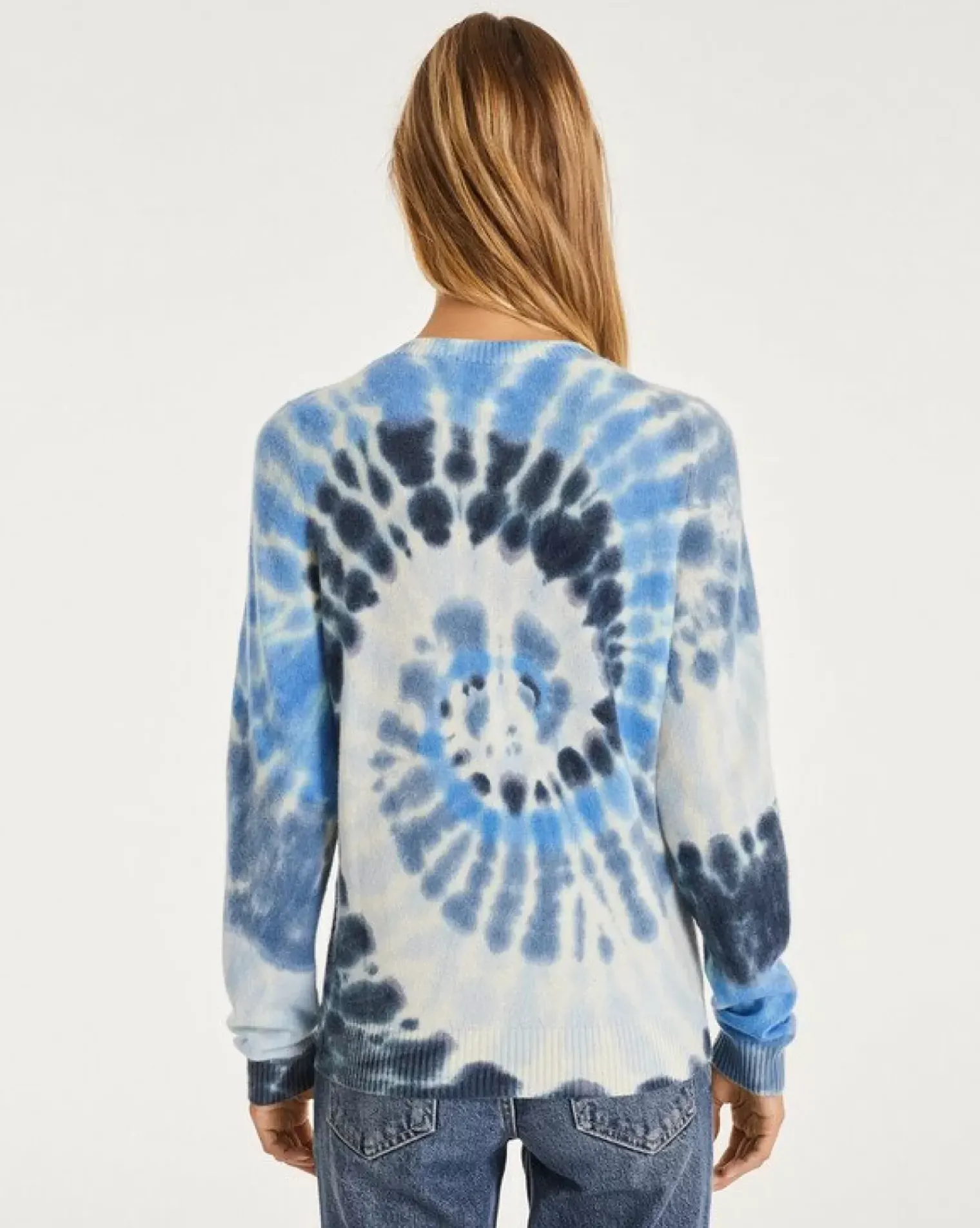 Kujten Sweaters & Sweatshirts>Tie & Dye Round Neck Cashmere Sweater Bleu Indigo