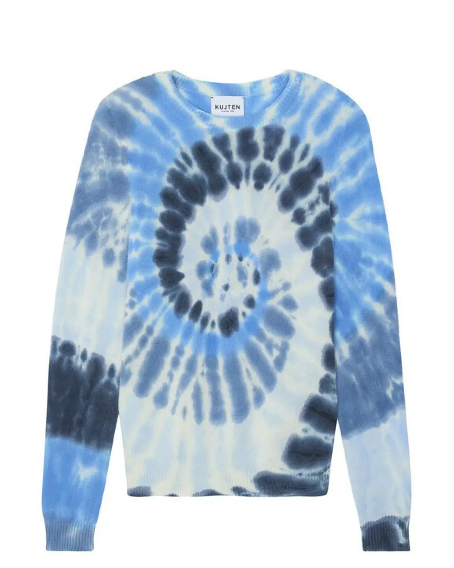 Kujten Sweaters & Sweatshirts>Tie & Dye Round Neck Cashmere Sweater Bleu Indigo