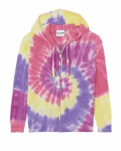 Kujten Jackets & Vests>Tie & Dye Zipped Hoodie Cashmere Vest Violet