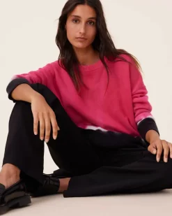 Kujten Sweaters & Sweatshirts>Tie Dye Oversized Cashmere Sweater, 4-Threads Rose Fushia