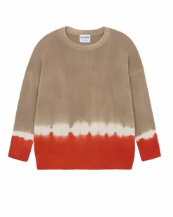 Kujten Sweaters & Sweatshirts>Tie Dye Oversized Cashmere Sweater, 4-Threads Camelo