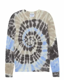 Kujten Sweaters & Sweatshirts>Tie Dye Round Neck Cashmere Sweater, 2-Threads Marron Jeans
