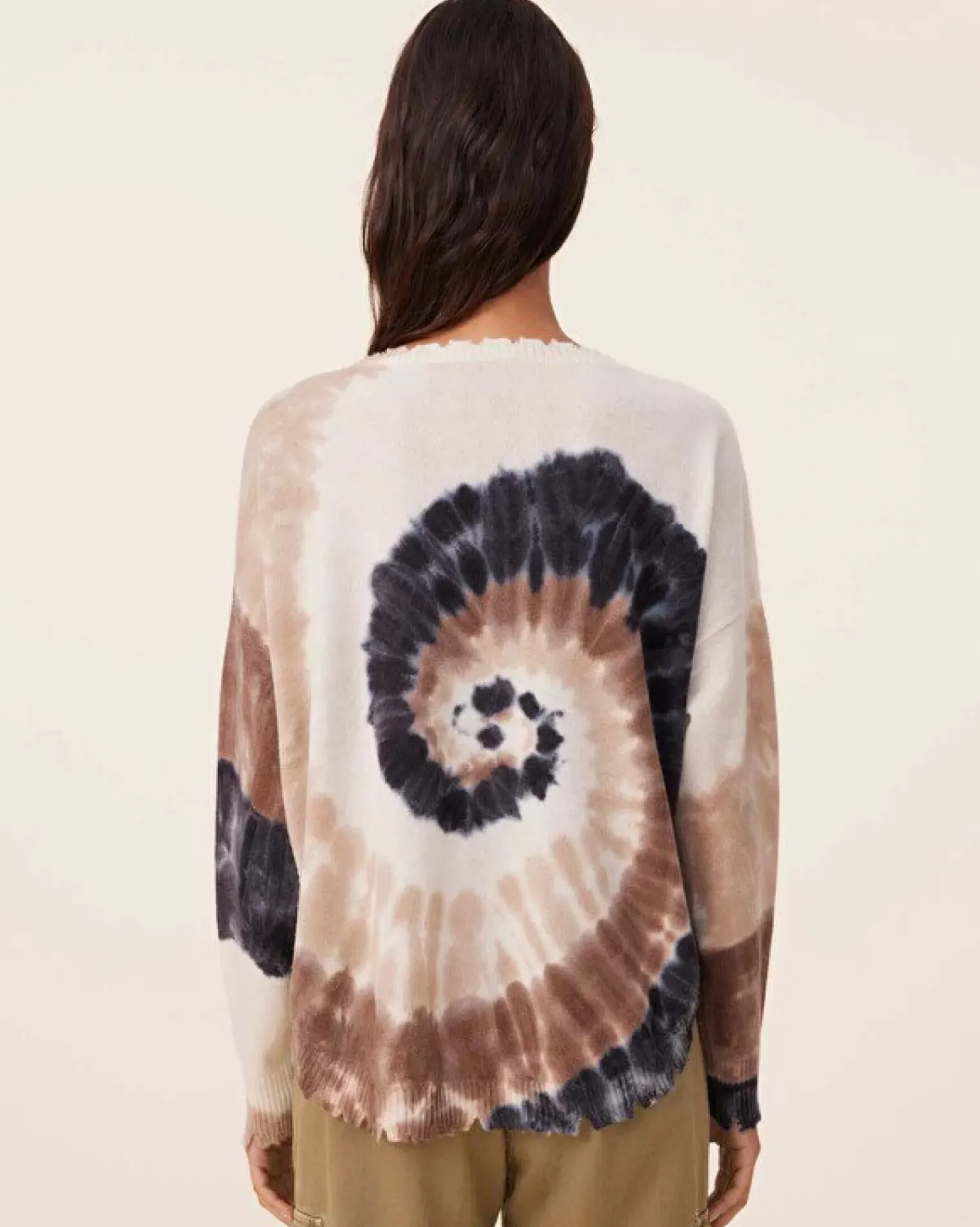 Kujten Sweaters & Sweatshirts>Tie Dye Round Neck Cashmere Sweater, 2-Threads Camelo