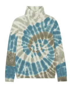 Kujten Sweaters & Sweatshirts>Tie Dye Turtleneck Cashmere Sweater , 4-Threads Kaki Vert