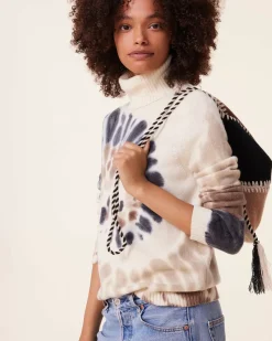 Kujten Sweaters & Sweatshirts>Tie Dye Turtleneck Cashmere Sweater , 4-Threads Camelo