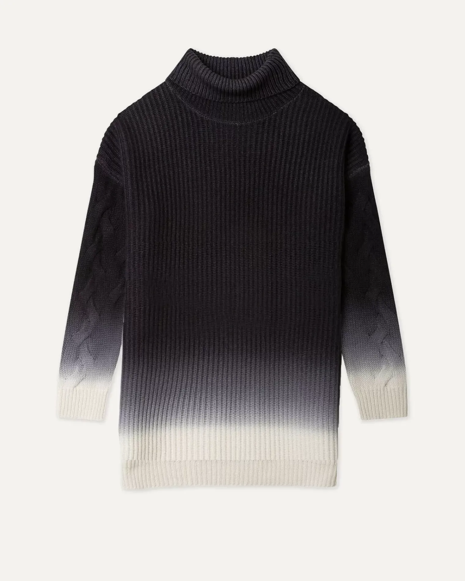 Kujten Sweaters & Sweatshirts>Turtleneck Cable Sleeve Cashmere Sweater Noir