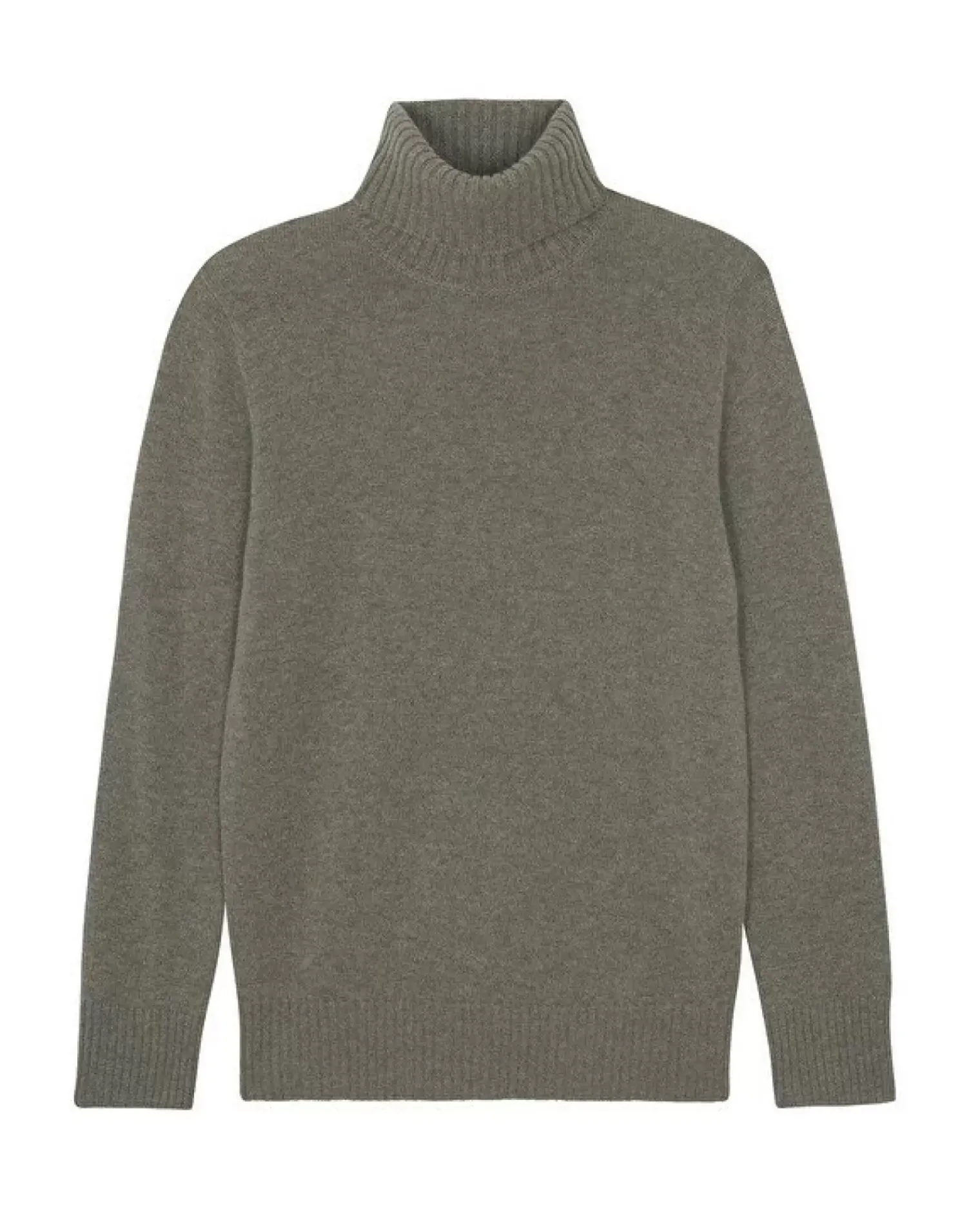 Kujten Sweaters & Sweatshirts>Turtleneck Long-Sleeves Cashmere Sweater, 4-Threads Kaki Chine
