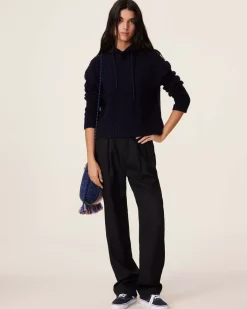 Kujten Hoodies>Twisted Cashmere Hoodie, 8-Threads Bleu Marine Fonce