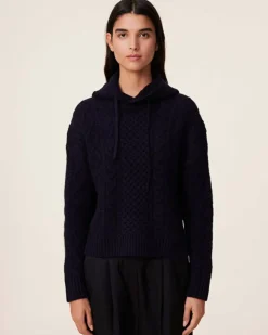 Kujten Hoodies>Twisted Cashmere Hoodie, 8-Threads Bleu Marine Fonce