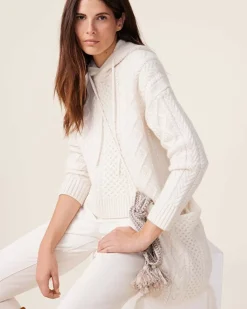 Kujten Hoodies>Twisted Cashmere Hoodie, 8-Threads Blanc