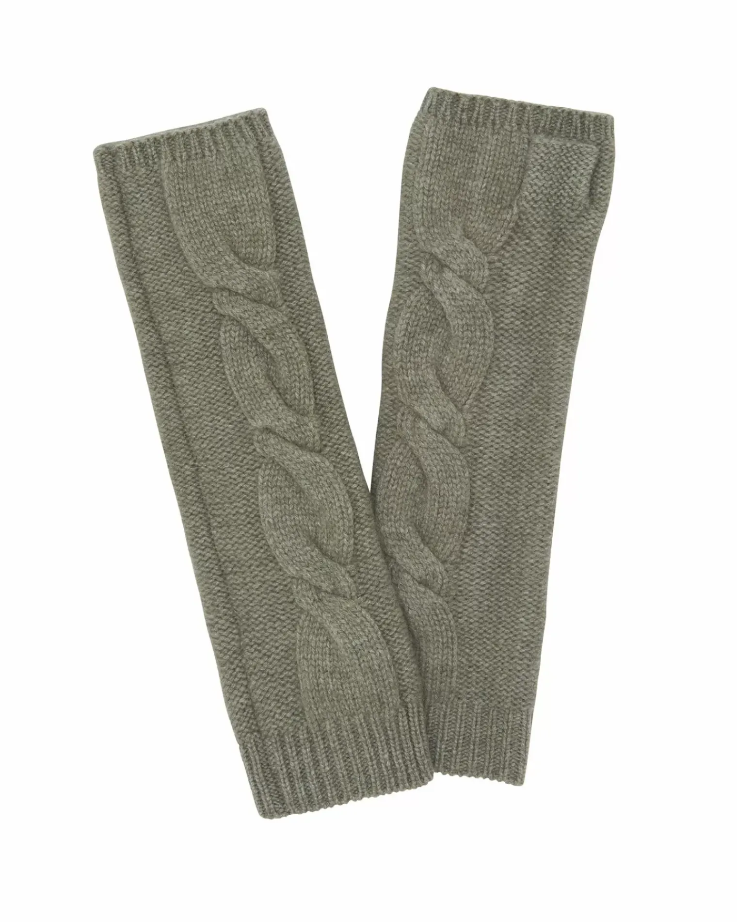 Kujten Gloves & Mittens>Twisted Cashmere Mittens, 8-Threads Kaki Chine
