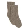 Kujten Socks & Leg Warmers>Twisted Cashmere Socks, 6-Threads Beige Taupe