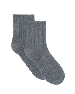 Kujten Socks & Leg Warmers>Twisted Cashmere Socks, 4-Threads Gris Flanelle