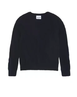 Kujten Sweaters & Sweatshirts>Twisted Round Neck Cashmere Sweater, 8-Threads Bleu Marine Fonce