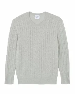 Kujten Sweaters & Sweatshirts>Twisted Round Neck Cashmere Sweater Gris Bouleau