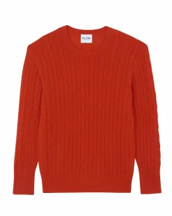 Kujten Sweaters & Sweatshirts>Twisted Round Neck Cashmere Sweater Orange Rosso