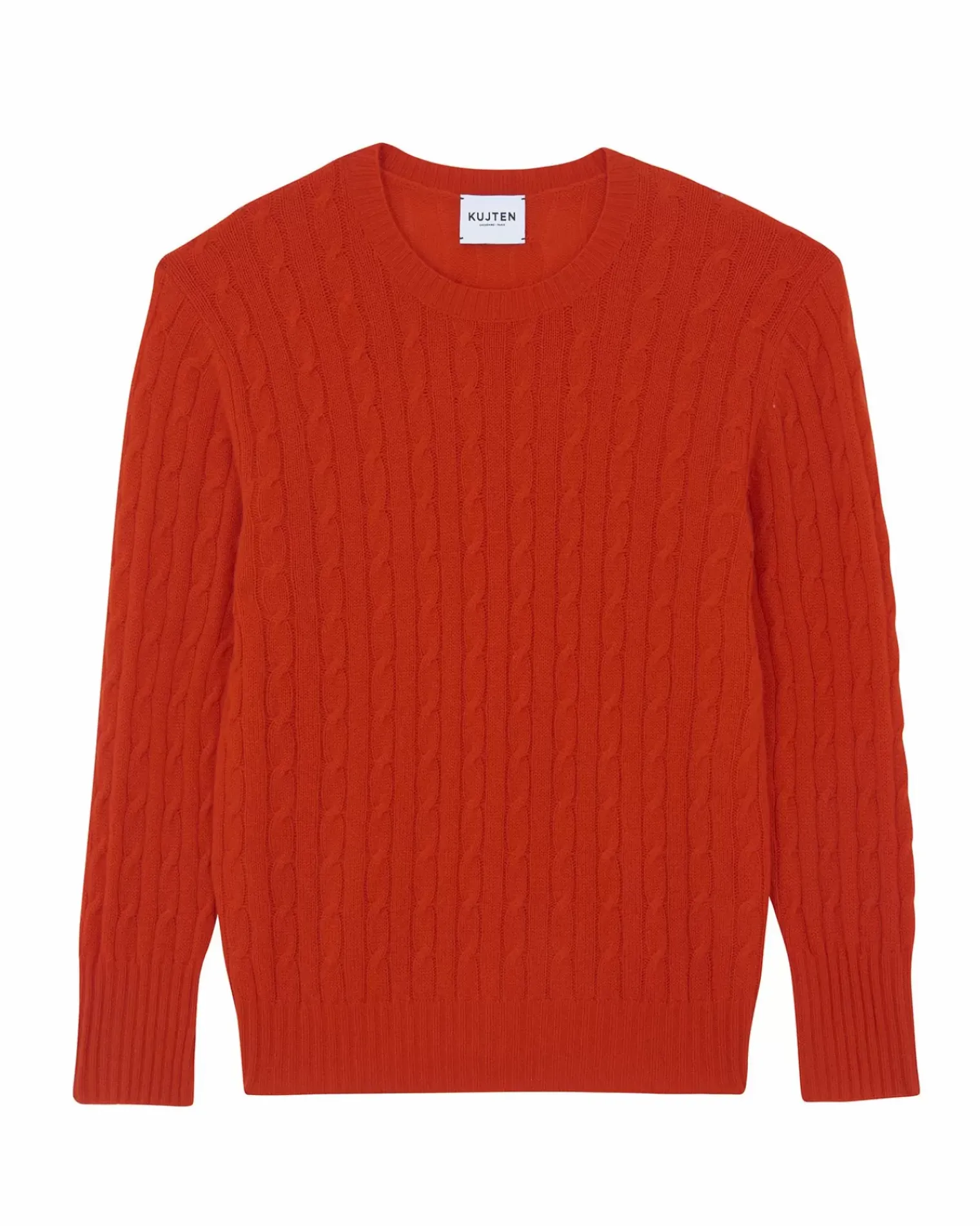 Kujten Sweaters & Sweatshirts>Twisted Round Neck Cashmere Sweater Orange Rosso
