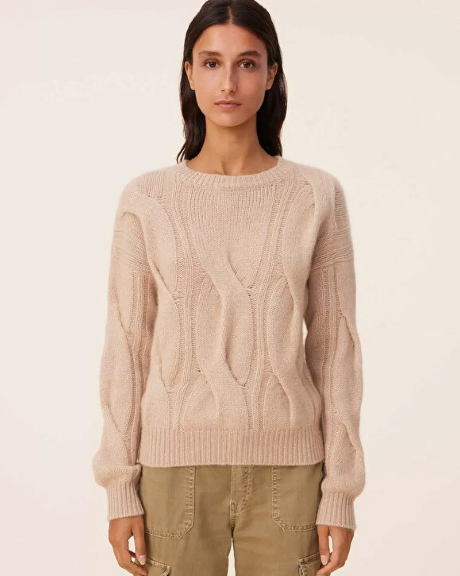 Kujten Sweaters & Sweatshirts>Twisted Round Neck Cashmere Sweater, 8-Threads Organique