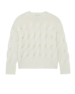 Kujten Sweaters & Sweatshirts>Twisted Round Neck Cashmere Sweater, 10-Threads Blanc