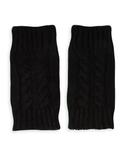 Kujten Gloves & Mittens>Twisted Short Cashmere Mittens, 12-Threads Noir