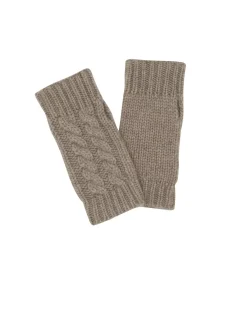 Kujten Gloves & Mittens>Twisted Short Cashmere Mittens, 12-Threads Beige Taupe