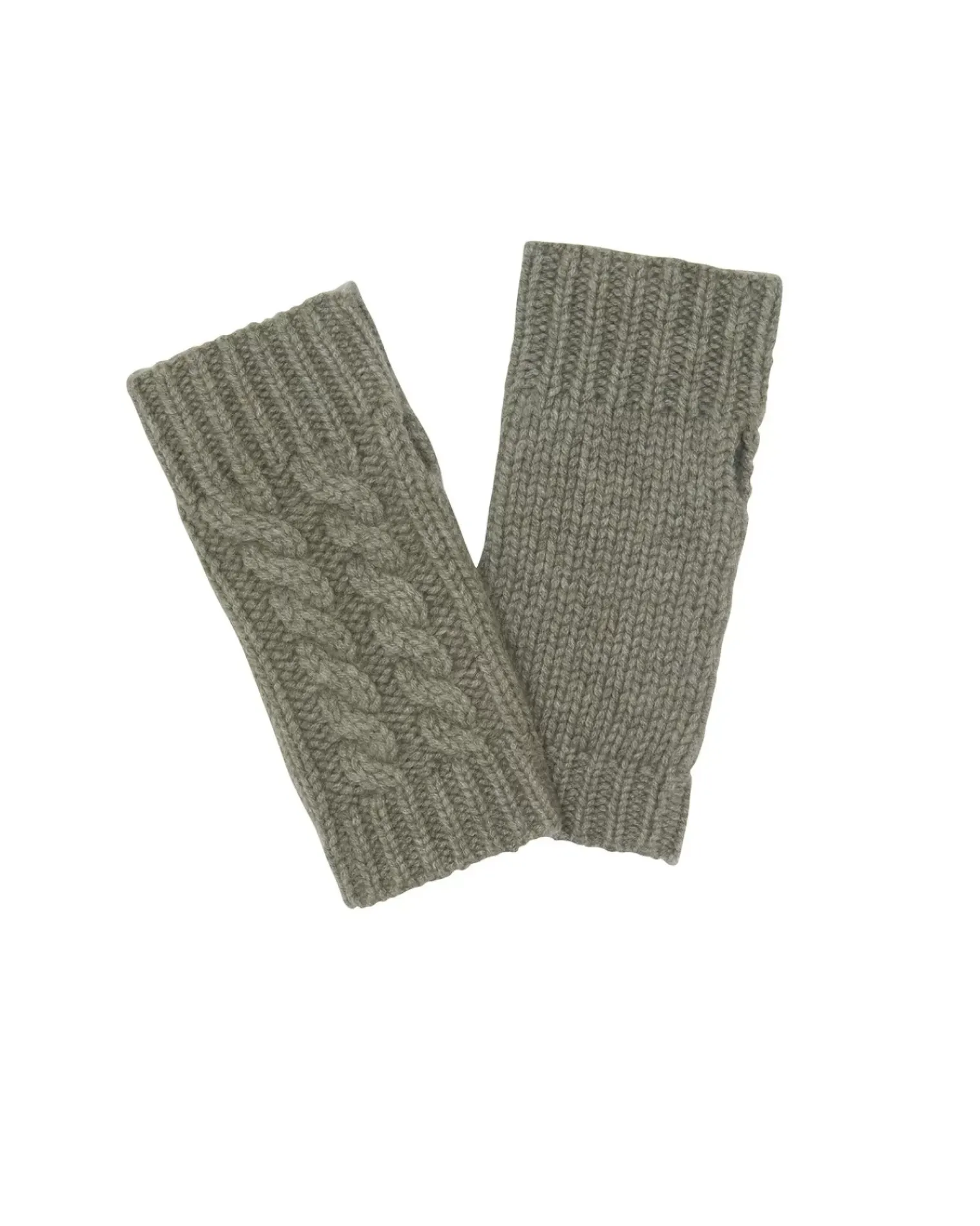 Kujten Gloves & Mittens>Twisted Short Cashmere Mittens, 12-Threads Kaki Chine
