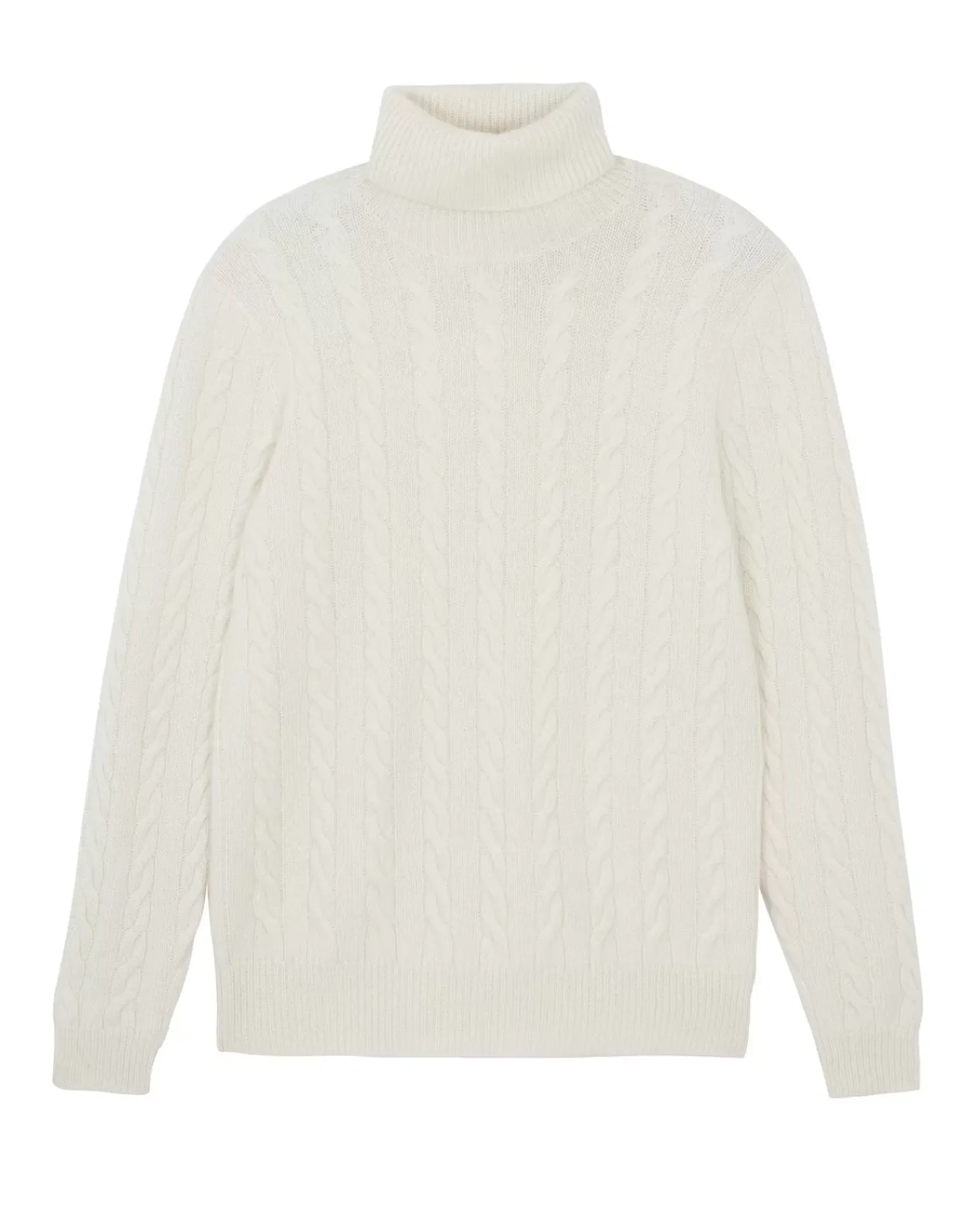 Kujten Sweaters & Sweatshirts>Twisted Turtleneck Cashmere Sweater, 8-Threads Blanc