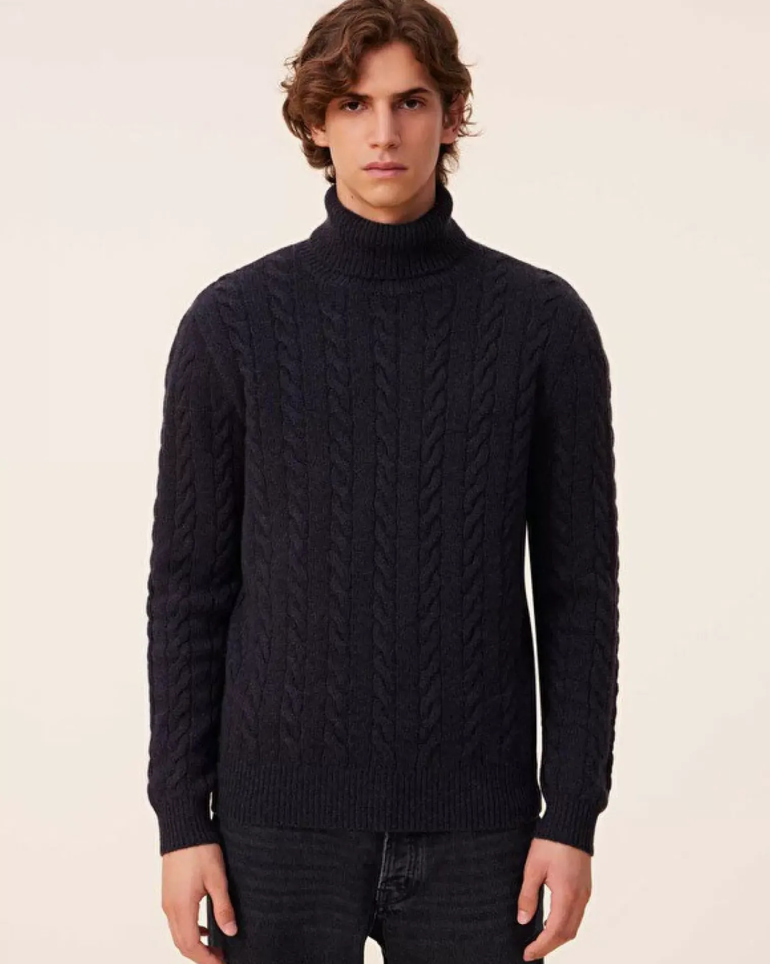 Kujten Sweaters & Sweatshirts>Twisted Turtleneck Cashmere Sweater, 8-Threads Ocean