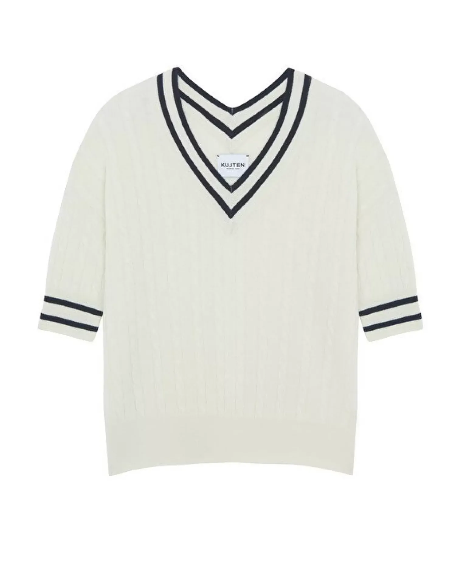 Kujten Sweaters & Sweatshirts>Twisted V-Neck Cashmere Sweater, 2-Threads Blanc