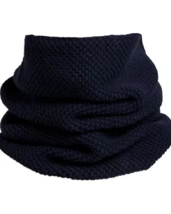 Kujten Scarves & Snoods>Unisex Moss Stitched Cashmere Snood Bleu Marine