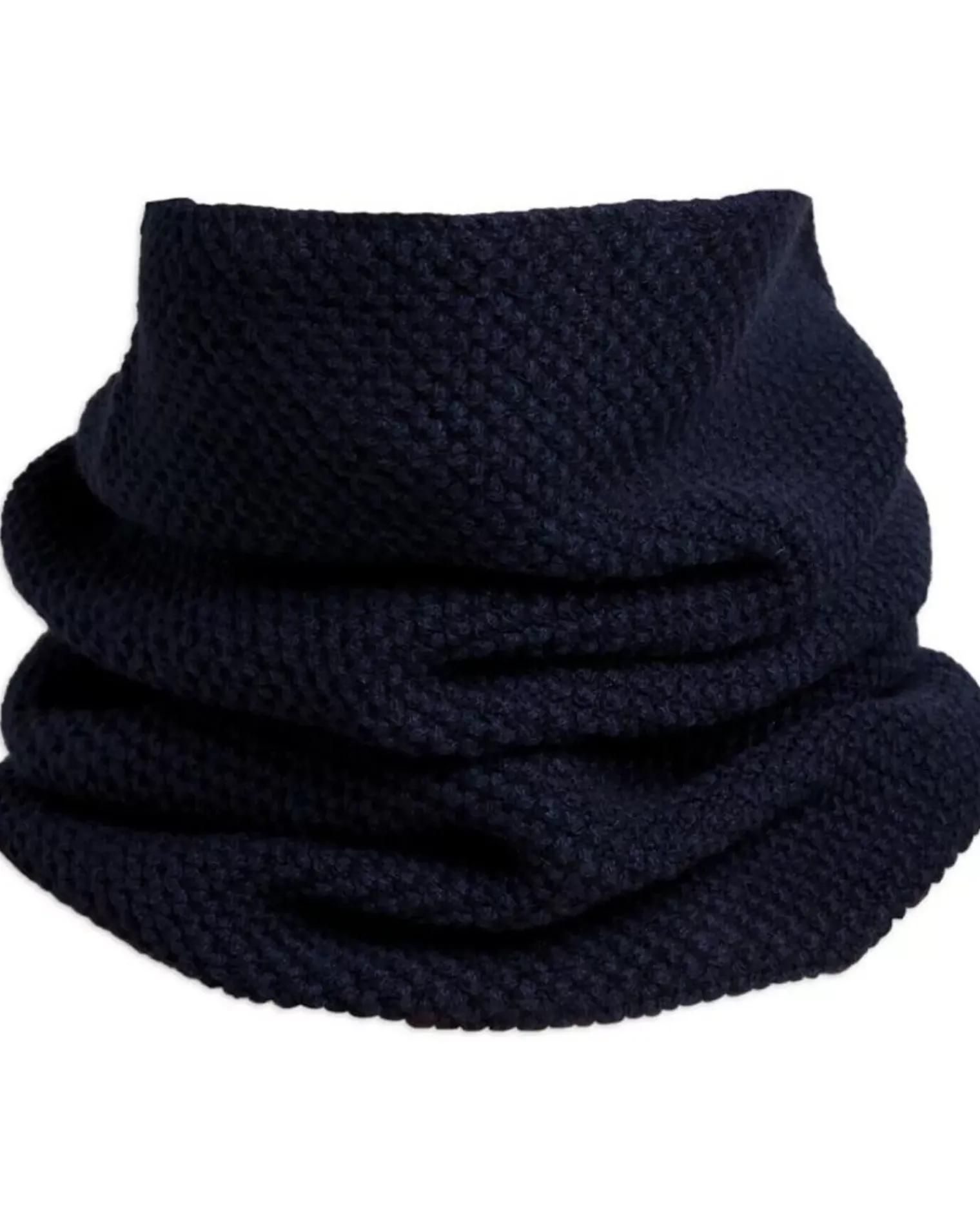 Kujten Scarves & Snoods>Unisex Moss Stitched Cashmere Snood Bleu Marine