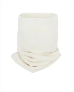 Kujten Scarves & Snoods>Unisex Moss Stitched Cashmere Snood, 6-Threads Blanc