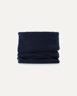 Kujten Scarves & Snoods>Unisex Moss Stitched Cashmere Snood Bleu Marine Fonce