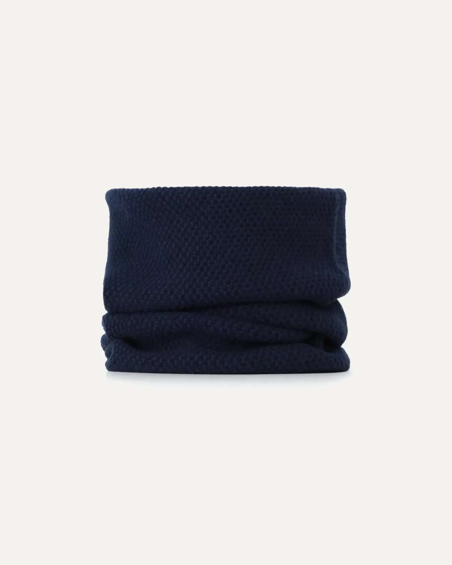 Kujten Scarves & Snoods>Unisex Moss Stitched Cashmere Snood Bleu Marine Fonce