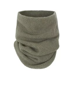 Kujten Scarves & Snoods>Unisex Moss Stitched Cashmere Snood, 6-Threads Kaki Chine