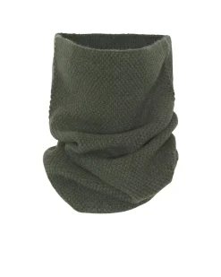 Kujten Scarves & Snoods>Unisex Moss Stitched Cashmere Snood Kaki Fonce