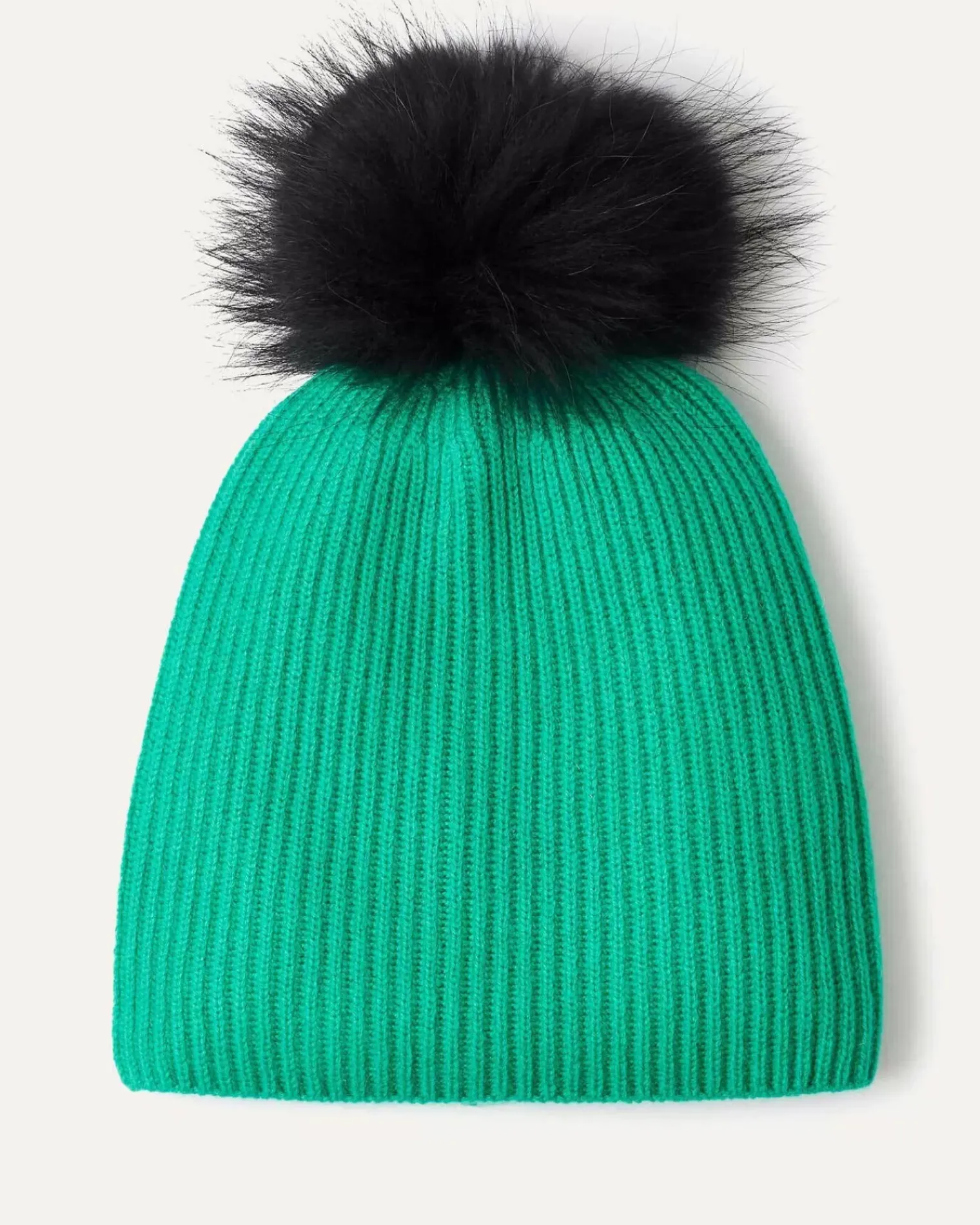 Kujten Hats & Headbands>Unisex Pompom Cashmere Hat Vert Emeraude