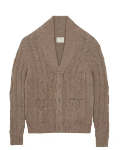 Kujten Jackets & Vests>Unisex Shawl Collared Cashmere Cardigan Beige Taupe