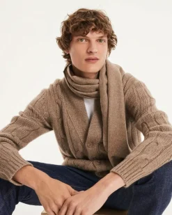 Kujten Jackets & Vests>Unisex Shawl Collared Cashmere Cardigan Beige Taupe