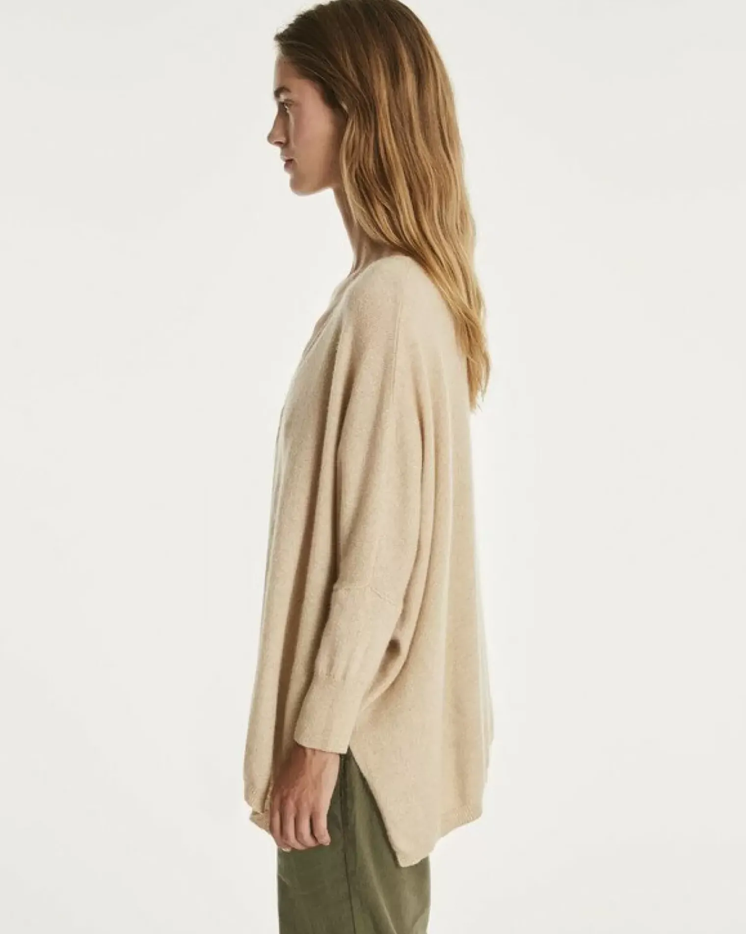 Kujten Jackets & Vests>V-Collar Oversize Cashmere Cardigan Organique