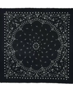 Kujten Scarves & Snoods>Very Large Cashmere Bandana, 2-Threads Noir
