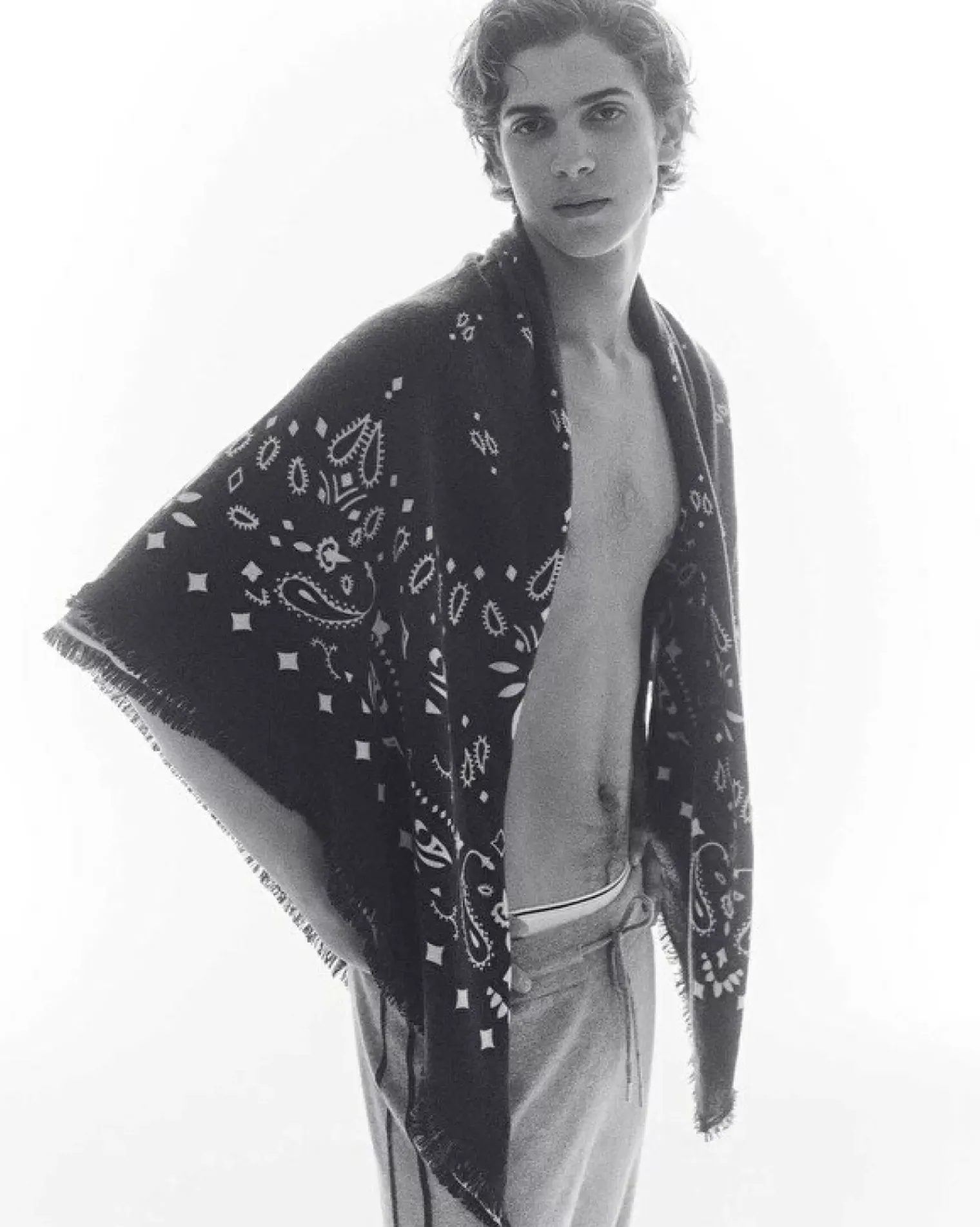 Kujten Scarves & Snoods>Very Large Cashmere Bandana, 2-Threads Noir