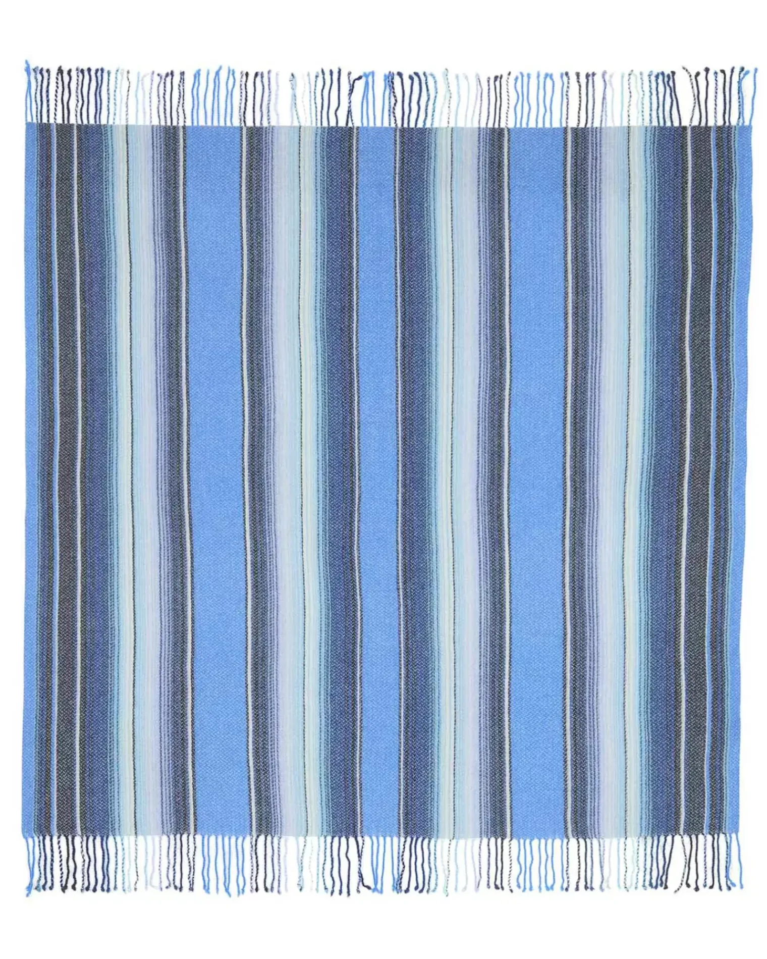Kujten Scarves & Snoods>Very Large Fringed Bandana Bleu Jeans