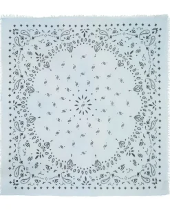 Kujten Scarves & Snoods>Very Large Light Weight Cashmere Bandana, 2-Threads Bleu Ciel Brise
