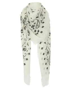 Kujten Scarves & Snoods>Very Large Light Weight Cashmere Bandana, 2-Threads Blanc