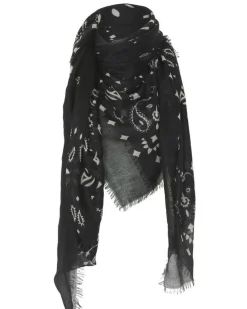 Kujten Scarves & Snoods>Very Large Light Weight Cashmere Bandana, 2-Threads Noir