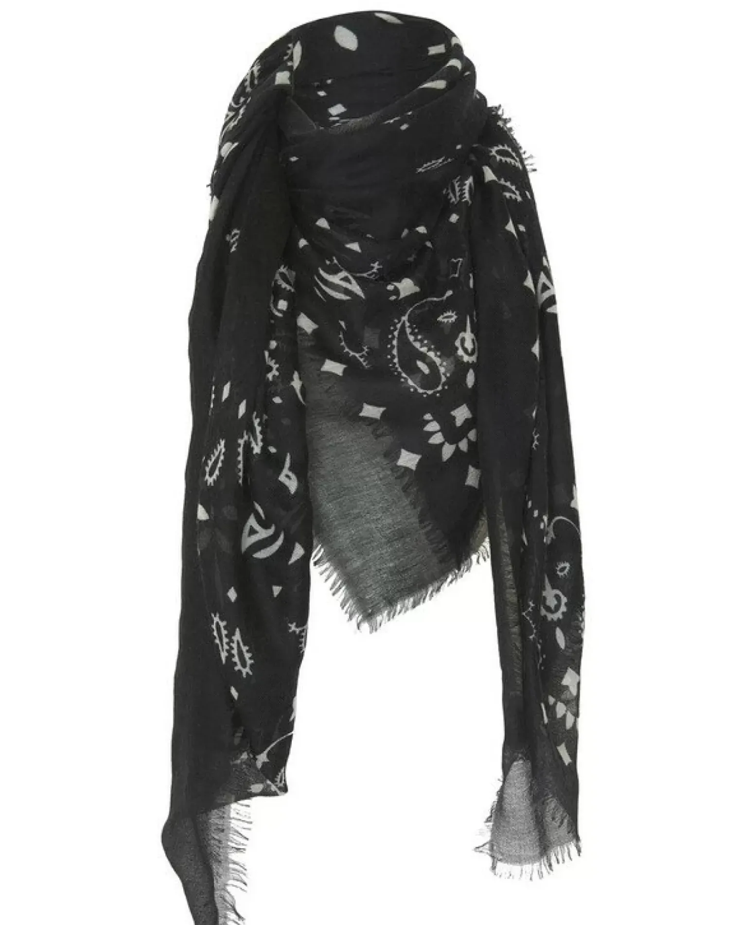Kujten Scarves & Snoods>Very Large Light Weight Cashmere Bandana, 2-Threads Noir