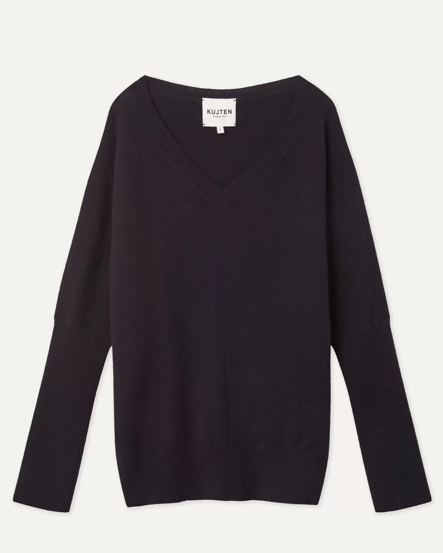 Kujten Sweaters & Sweatshirts>V-Neck Bat Sleeves Cashmere Sweater Bleu Marine Fonce